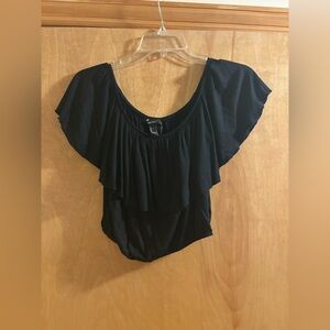 Forever 21 Black Off the Shoulder Flounce Top
